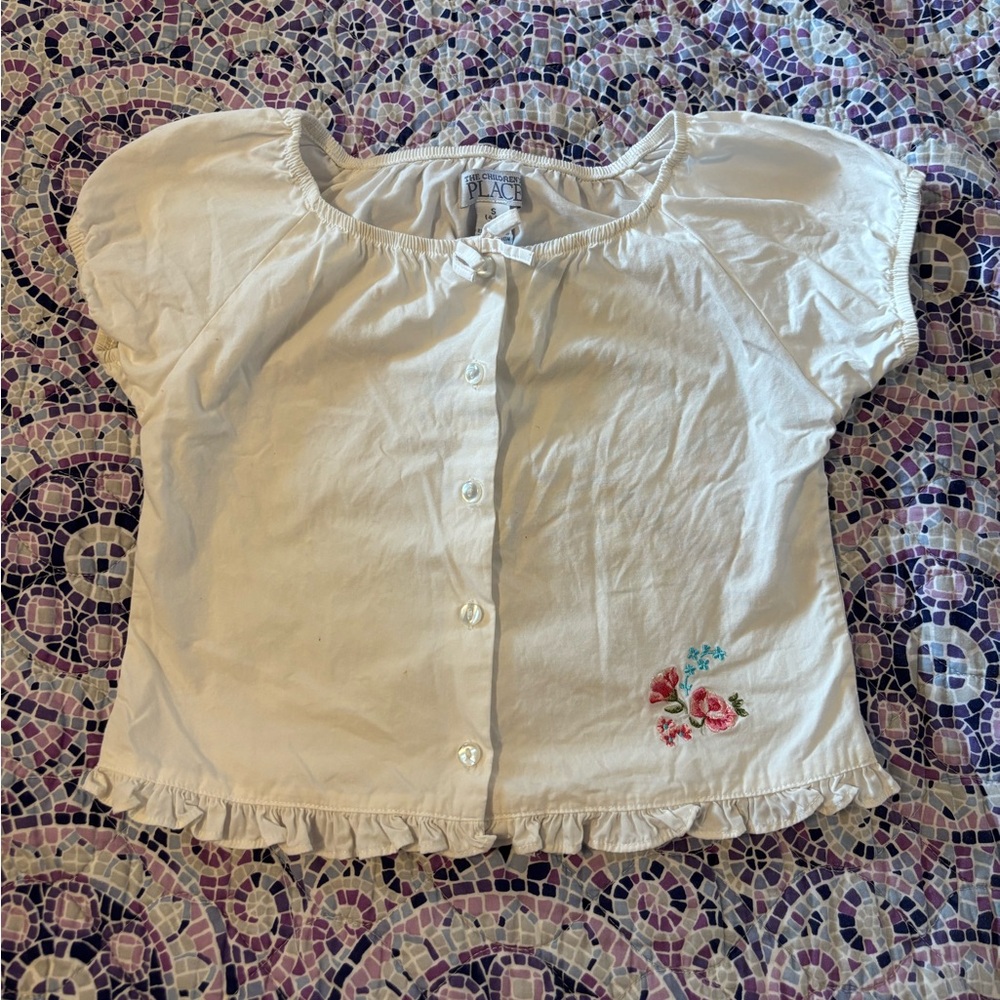 Vintage Y2K The Children's Place White Button-Up Kids Blouse